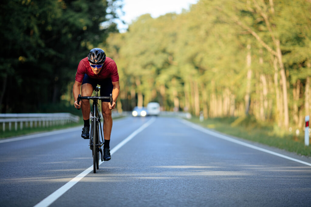Rider on Street with Bike